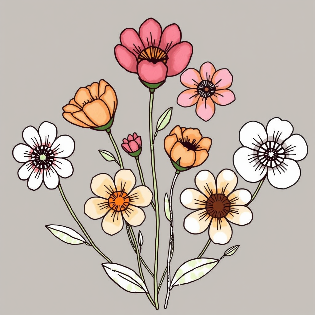 pretty flower drawings